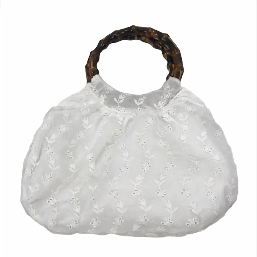 Gap Kids Flower with Wood Handle Mini Bag, White